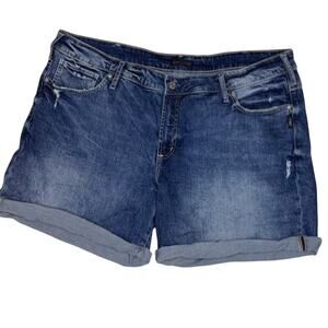 Silver Jeans Women's Boyfriend‎ Denim Shorts Size 20 Blue Cuffed Hem Distressed